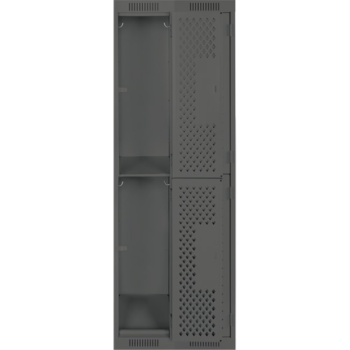 Clean Line Lockers, 2 -tier, Bank of 2, 24" x 12" x 72", Steel, Charcoal, Rivet (Assembled), Perforated Nia-Chem Ltd.