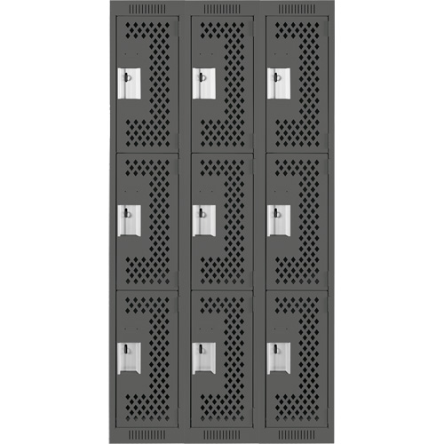 Casiers Clean Line, 3 niveaux, Bloc de 3, 36" x 12" x 72", Acier, Charbon, Rivet (assembl&eacute;), Perfor&eacute; Nia-Chem Ltd.