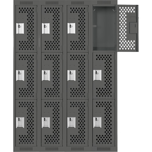 Casiers Clean Line, 3 niveaux, Bloc de 4, 48" x 12" x 72", Acier, Charbon, Rivet (assembl&eacute;), Perfor&eacute; Nia-Chem Ltd.