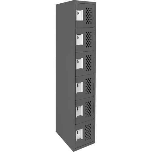 Assembled Lockerettes Clean Line Perforated Economy Lockers, 6 -tier, 18" x 72" x 12", Steel Nia-Chem Ltd.