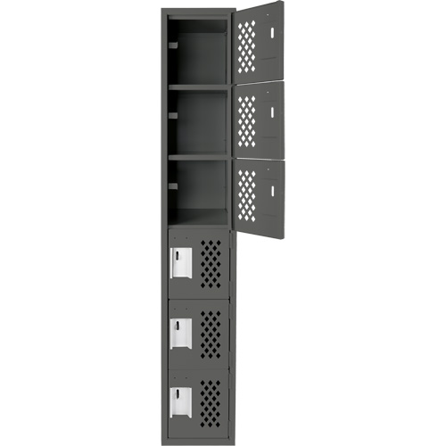 Assembled Lockerettes Clean Line Perforated Economy Lockers, 6 -tier, 18" x 72" x 12", Steel Nia-Chem Ltd.