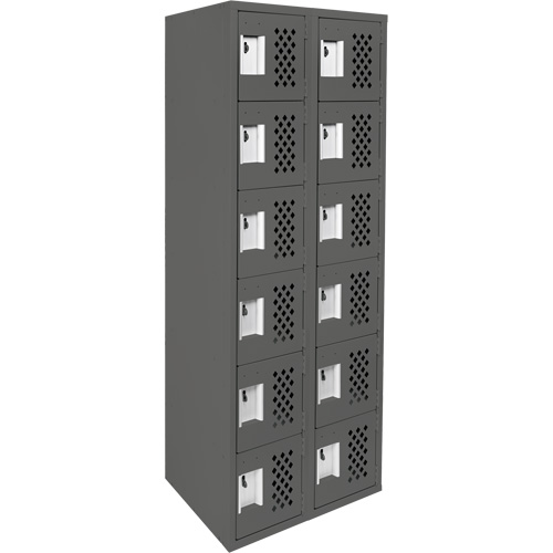 Assembled Lockerettes Clean Line Perforated Economy Lockers, 6 -tier, Bank of 2, 18" x 72" x 12", Steel Nia-Chem Ltd.