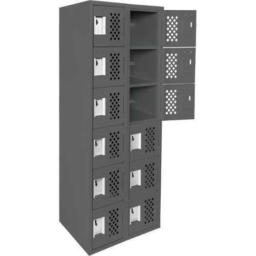 Assembled Lockerettes Clean Line Perforated Economy Lockers, 6 -tier, Bank of 2, 18" x 72" x 12", Steel Nia-Chem Ltd.