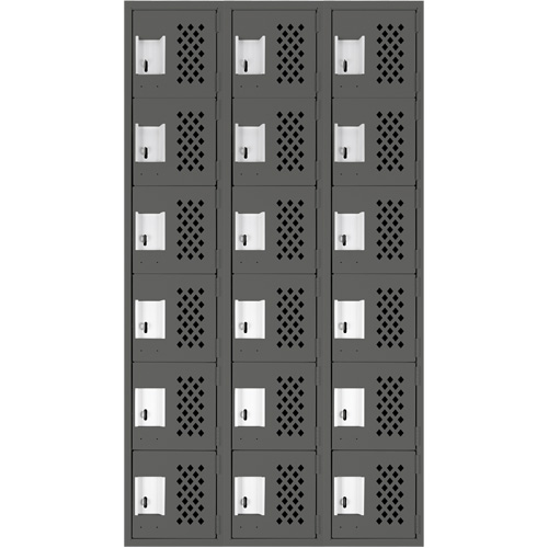 Assembled Lockerettes Clean Line Perforated Economy Lockers, 6 -tier, Bank of 3, 18" x 72" x 12", Steel Nia-Chem Ltd.