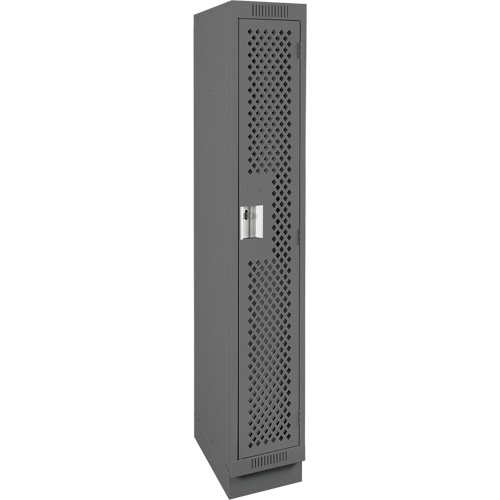 Clean Line Lockers, 12" x 15" x 76", Steel, Charcoal, Rivet (Assembled), Perforated Nia-Chem Ltd.