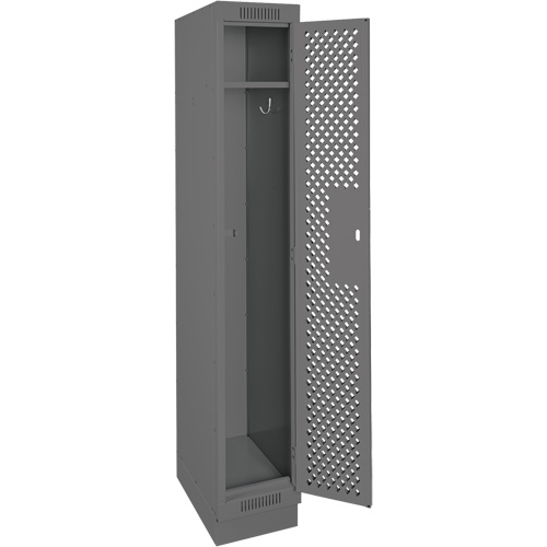 Clean Line Lockers, 12" x 15" x 76", Steel, Charcoal, Rivet (Assembled), Perforated Nia-Chem Ltd.