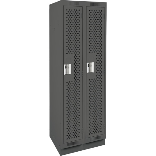 Clean Line Lockers, Bank of 2, 24" x 15" x 76", Steel, Charcoal, Rivet (Assembled), Perforated Nia-Chem Ltd.