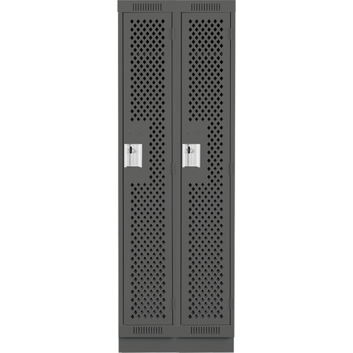 Clean Line Lockers, Bank of 2, 24" x 15" x 76", Steel, Charcoal, Rivet (Assembled), Perforated Nia-Chem Ltd.