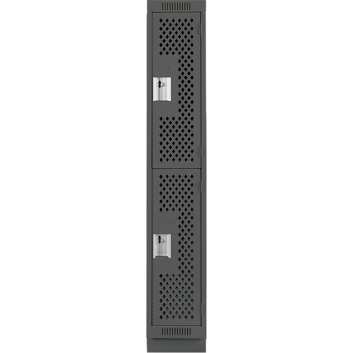 Clean Line Lockers, 2 -tier, 12" x 15" x 76", Steel, Charcoal, Rivet (Assembled), Perforated Nia-Chem Ltd.