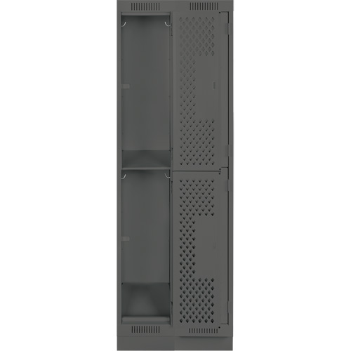 Clean Line Lockers, 2 -tier, Bank of 2, 24" x 15" x 76", Steel, Charcoal, Rivet (Assembled), Perforated Nia-Chem Ltd.