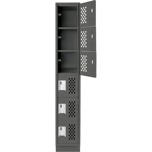 Assembled Lockerettes Clean Line Perforated Economy Lockers, 6 -tier, 18" x 72" x 12", Steel Nia-Chem Ltd.