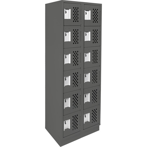 Assembled Lockerettes Clean Line Perforated Economy Lockers, 6 -tier, Bank of 2, 18" x 72" x 12", Steel Nia-Chem Ltd.