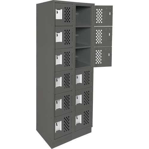 Assembled Lockerettes Clean Line Perforated Economy Lockers, 6 -tier, Bank of 2, 18" x 72" x 12", Steel Nia-Chem Ltd.