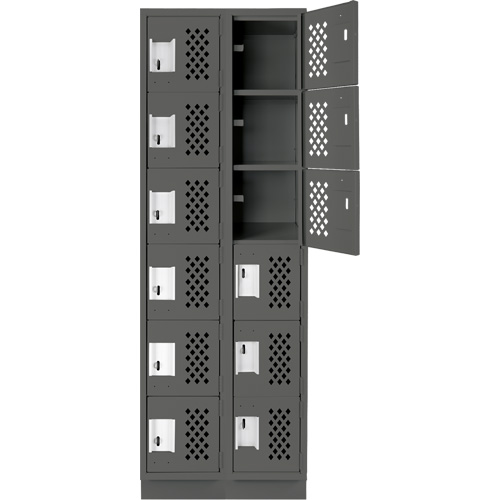 Assembled Lockerettes Clean Line Perforated Economy Lockers, 6 -tier, Bank of 2, 18" x 72" x 12", Steel Nia-Chem Ltd.