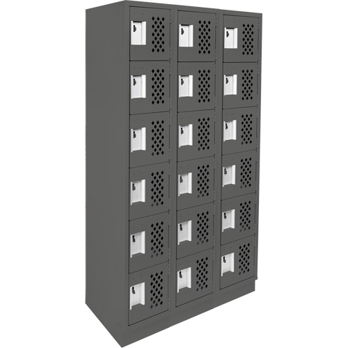 Assembled Lockerettes Clean Line Perforated Economy Lockers, 6 -tier, Bank of 3, 18" x 72" x 12", Steel Nia-Chem Ltd.