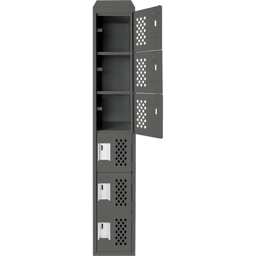 Assembled Lockerettes Clean Line Perforated Economy Lockers, 6 -tier, 18" x 72" x 12", Steel Nia-Chem Ltd.