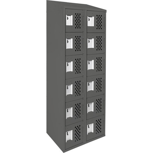 Assembled Lockerettes Clean Line Perforated Economy Lockers, 6 -tier, Bank of 2, 18" x 72" x 12", Steel Nia-Chem Ltd.