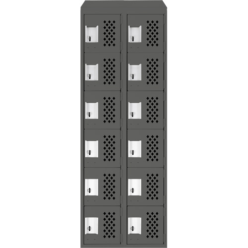 Assembled Lockerettes Clean Line Perforated Economy Lockers, 6 -tier, Bank of 2, 18" x 72" x 12", Steel Nia-Chem Ltd.