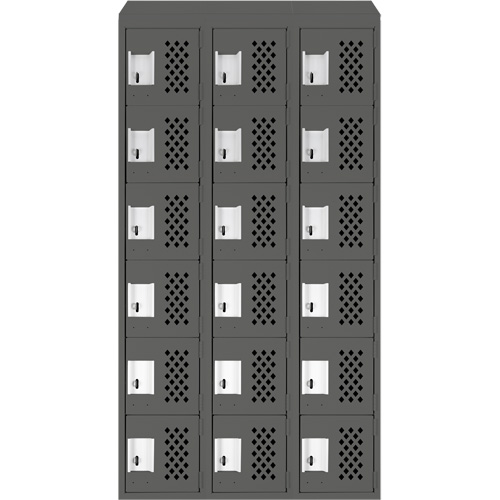 Assembled Lockerettes Clean Line Perforated Economy Lockers, 6 -tier, Bank of 3, 18" x 72" x 12", Steel Nia-Chem Ltd.