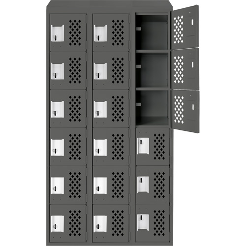 Assembled Lockerettes Clean Line Perforated Economy Lockers, 6 -tier, Bank of 3, 18" x 72" x 12", Steel Nia-Chem Ltd.