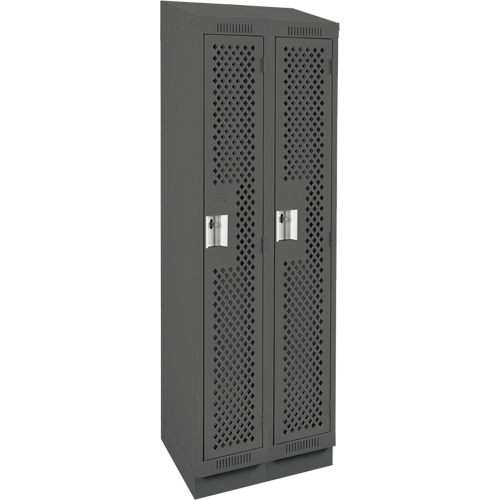 Clean Line Lockers, Bank of 2, 24" x 15" x 82", Steel, Charcoal, Rivet (Assembled), Perforated Nia-Chem Ltd.