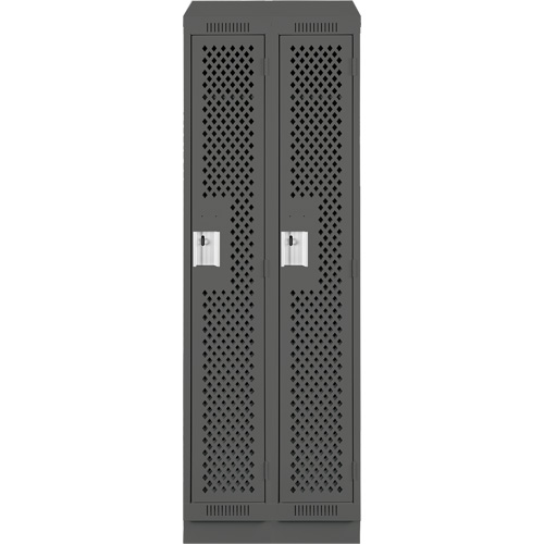 Clean Line Lockers, Bank of 2, 24" x 15" x 82", Steel, Charcoal, Rivet (Assembled), Perforated Nia-Chem Ltd.
