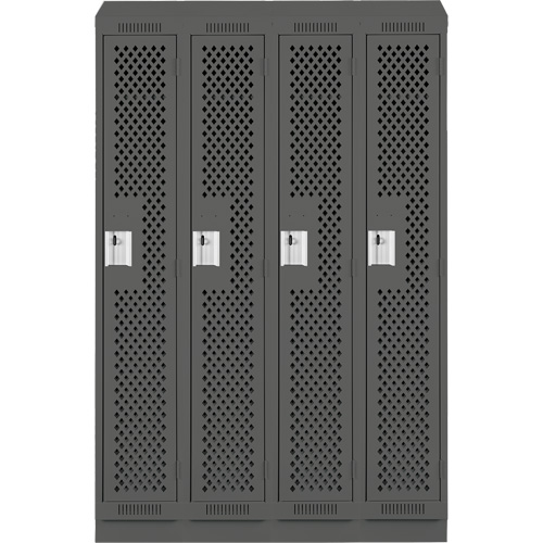 Clean Line Lockers, Bank of 4, 48" x 15" x 82", Steel, Charcoal, Rivet (Assembled), Perforated Nia-Chem Ltd.