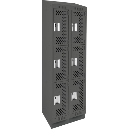 Casiers Clean Line, 3 niveaux, Bloc de 2, 24" x 18" x 82", Acier, Charbon, Rivet (assembl&eacute;), Perfor&eacute; Nia-Chem Ltd.