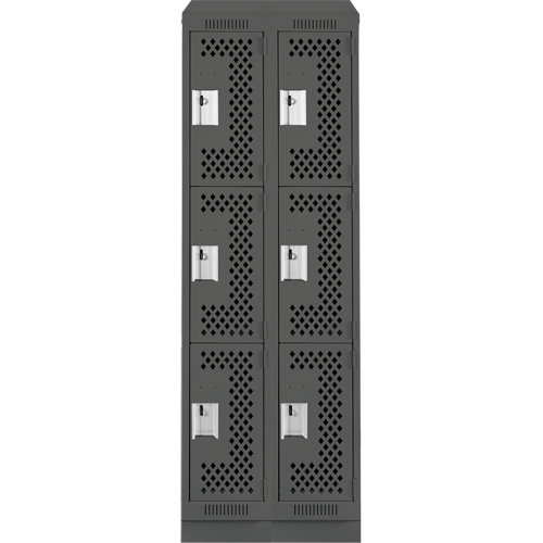 Casiers Clean Line, 3 niveaux, Bloc de 2, 24" x 18" x 82", Acier, Charbon, Rivet (assembl&eacute;), Perfor&eacute; Nia-Chem Ltd.