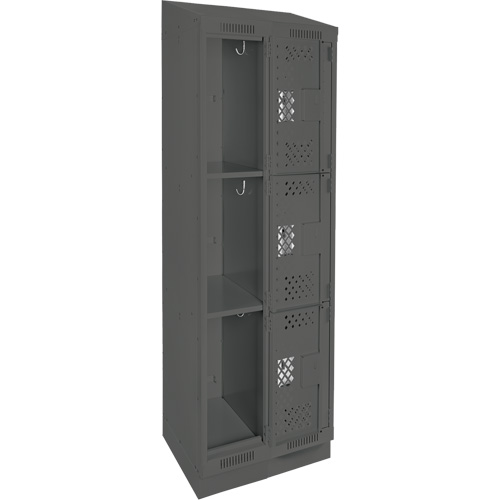 Casiers Clean Line, 3 niveaux, Bloc de 2, 24" x 18" x 82", Acier, Charbon, Rivet (assembl&eacute;), Perfor&eacute; Nia-Chem Ltd.