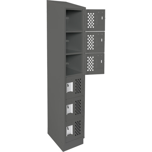 Assembled Lockerettes Clean Line Perforated Economy Lockers, 6 -tier, 18" x 72" x 12", Steel Nia-Chem Ltd.