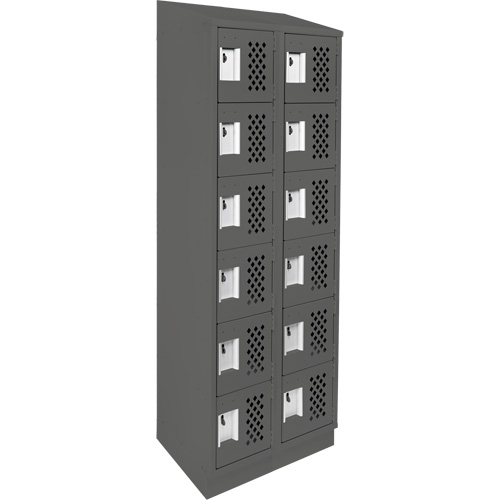 Assembled Lockerettes Clean Line Perforated Economy Lockers, 6 -tier, Bank of 2, 18" x 72" x 12", Steel Nia-Chem Ltd.