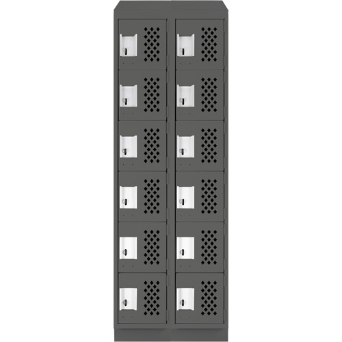 Assembled Lockerettes Clean Line Perforated Economy Lockers, 6 -tier, Bank of 2, 18" x 72" x 12", Steel Nia-Chem Ltd.