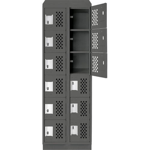 Assembled Lockerettes Clean Line Perforated Economy Lockers, 6 -tier, Bank of 2, 18" x 72" x 12", Steel Nia-Chem Ltd.