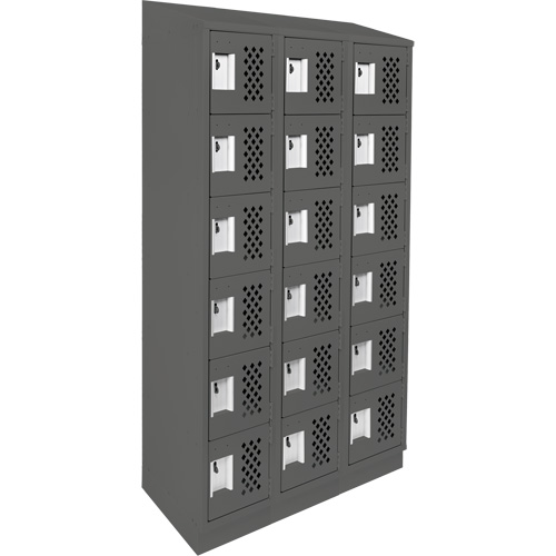 Assembled Lockerettes Clean Line Perforated Economy Lockers, 6 -tier, Bank of 3, 18" x 72" x 12", Steel Nia-Chem Ltd.