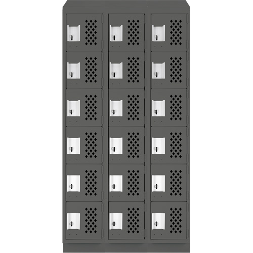 Assembled Lockerettes Clean Line Perforated Economy Lockers, 6 -tier, Bank of 3, 18" x 72" x 12", Steel Nia-Chem Ltd.