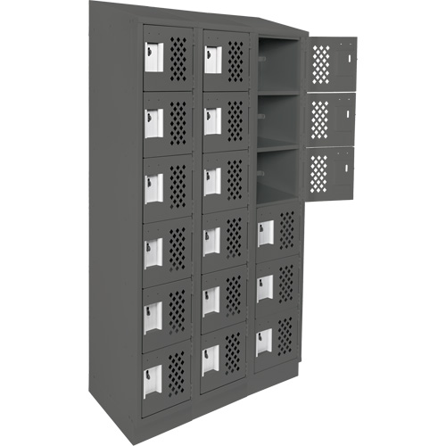 Assembled Lockerettes Clean Line Perforated Economy Lockers, 6 -tier, Bank of 3, 18" x 72" x 12", Steel Nia-Chem Ltd.