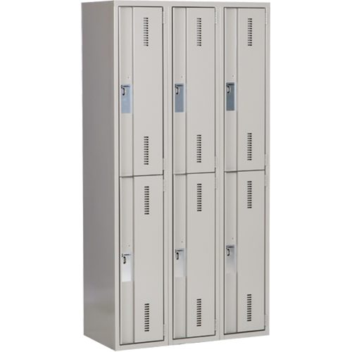 Concorde Heavy-Duty Lockers, 2 -tier, Bank of 3, 36" x 18" x 72", Steel, Grey, Welded (Assembled) Nia-Chem Ltd.