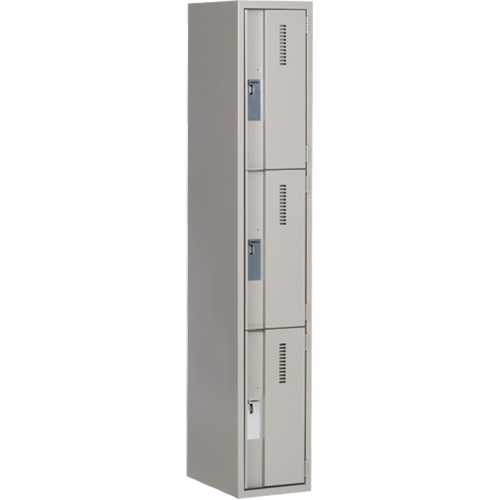 Concorde Heavy-Duty Lockers, 3 -tier, 12" x 18" x 72", Steel, Grey, Welded (Assembled) Nia-Chem Ltd.