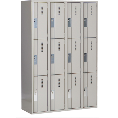 Concorde Heavy-Duty Lockers, 3 -tier, Bank of 4, 48" x 18" x 72", Steel, Grey, Welded (Assembled) Nia-Chem Ltd.
