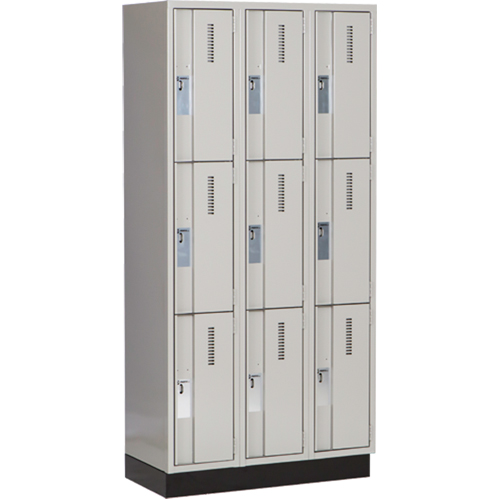 Concorde Heavy-Duty Lockers, 3 -tier, Bank of 3, 36" x 18" x 76", Steel, Grey, Welded (Assembled) Nia-Chem Ltd.