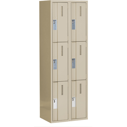 Concorde Heavy-Duty Lockers, 3 -tier, Bank of 2, 24" x 18" x 72", Steel, Beige, Welded (Assembled) Nia-Chem Ltd.