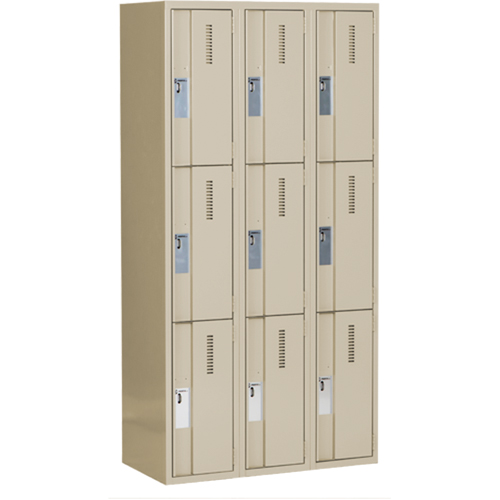 Casiers robustes Concorde, 3 niveaux, Bloc de 3, 36" x 18" x 72", Acier, Beige, Soud&eacute; (assembl&eacute;) Nia-Chem Ltd.