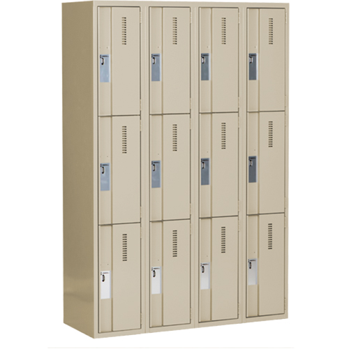 Concorde Heavy-Duty Lockers, 3 -tier, Bank of 4, 48" x 18" x 72", Steel, Beige, Welded (Assembled) Nia-Chem Ltd.