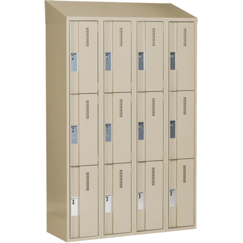 Concorde Heavy-Duty Lockers, 3 -tier, Bank of 4, 48" x 18" x 78", Steel, Beige, Welded (Assembled) Nia-Chem Ltd.