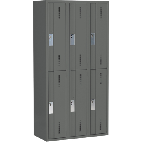 Concorde Heavy-Duty Lockers, 2 -tier, Bank of 3, 36" x 18" x 72", Steel, Charcoal, Welded (Assembled) Nia-Chem Ltd.