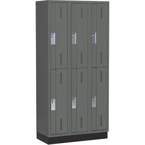 Concorde Heavy-Duty Lockers, 2 -tier, Bank of 3, 36" x 18" x 76", Steel, Charcoal, Welded (Assembled) Nia-Chem Ltd.