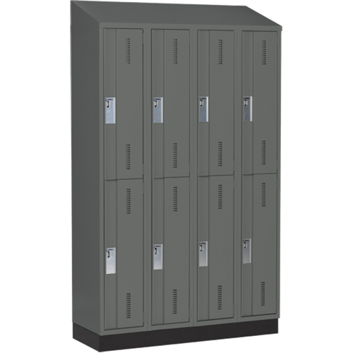 Concorde Heavy-Duty Lockers, 2 -tier, Bank of 4, 48" x 18" x 82", Steel, Charcoal, Welded (Assembled) Nia-Chem Ltd.