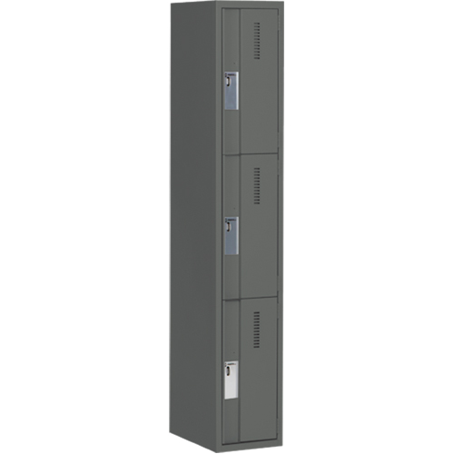 Concorde Heavy-Duty Lockers, 3 -tier, 12" x 18" x 72", Steel, Charcoal, Welded (Assembled) Nia-Chem Ltd.