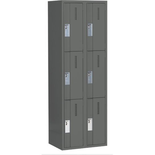Concorde Heavy-Duty Lockers, 3 -tier, Bank of 2, 24" x 18" x 72", Steel, Charcoal, Welded (Assembled) Nia-Chem Ltd.
